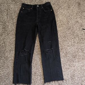 Denim Forum The Joni High Rise Loose Black Size 24